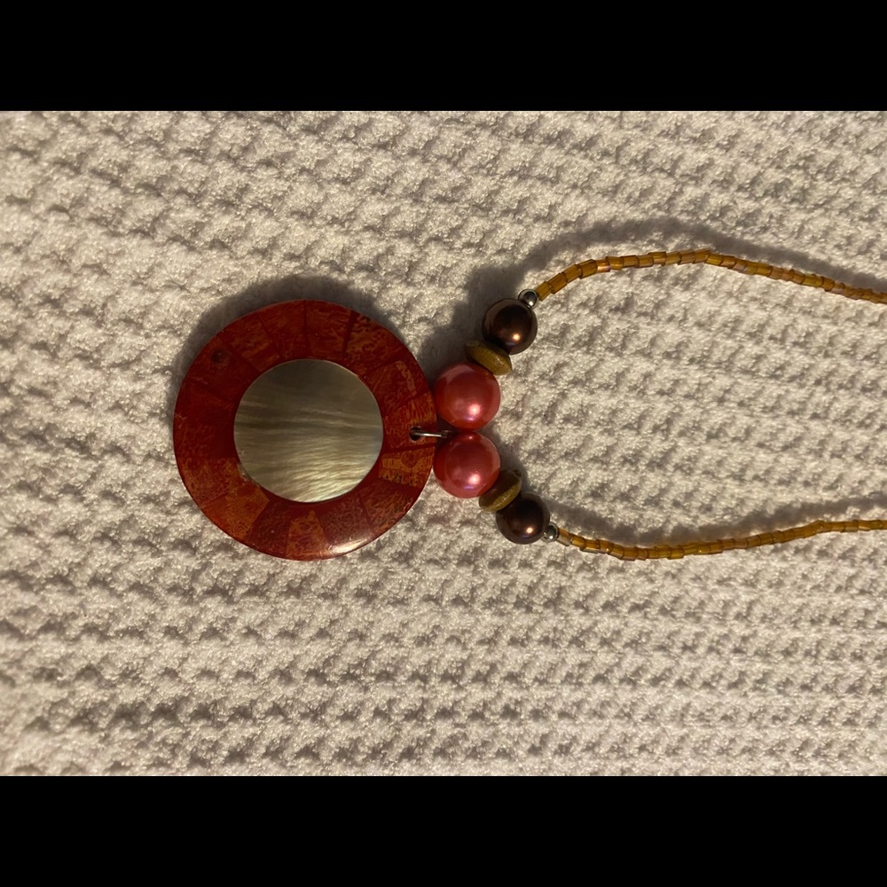 Handmade necklace from the Bahamas.